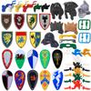 Medieval Military Castle Knight Shield Building Blocks Figures Accessory King Helmet Flags Shoulders Armor Feather Toy Gift T050
