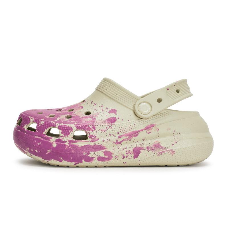 Crocs Crush Clog 811 Made Heartbeat Live High Street Ink Splash Personality Gift Box Shoes Unisex Same Bone White Powder