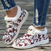 Fashion European and American Christmas Women's Shoes 2024 Autumn Winter New Printed Casual Velvet Warm Women's Cotton Shoes Platform
