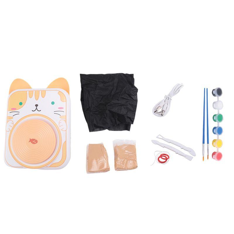 Kids Pottery Wheel - Clay Sculpting Tools And Painting Kit, DIY Kit For Beginners, 6 Pack Modeling Clay, Crafts Kit Durable
