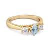 Blue Topaz Elegant Three Stone Ring -925 Sterling Silver Gold Vermeil