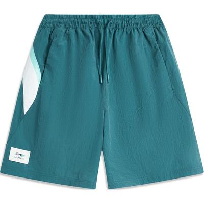 Li Ning My Name Color Block Mid Waist Drawstring Comfortable Breathable Loose Straight Leg Five Point Sports Shorts Unisex Shorts AKSU951-5
