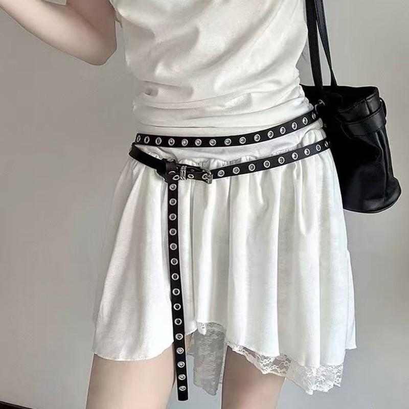 Slim PU Leather Belt Women Vintage Chic Waist Cincher With Metal Pin Buckle Black Red 2025 Black