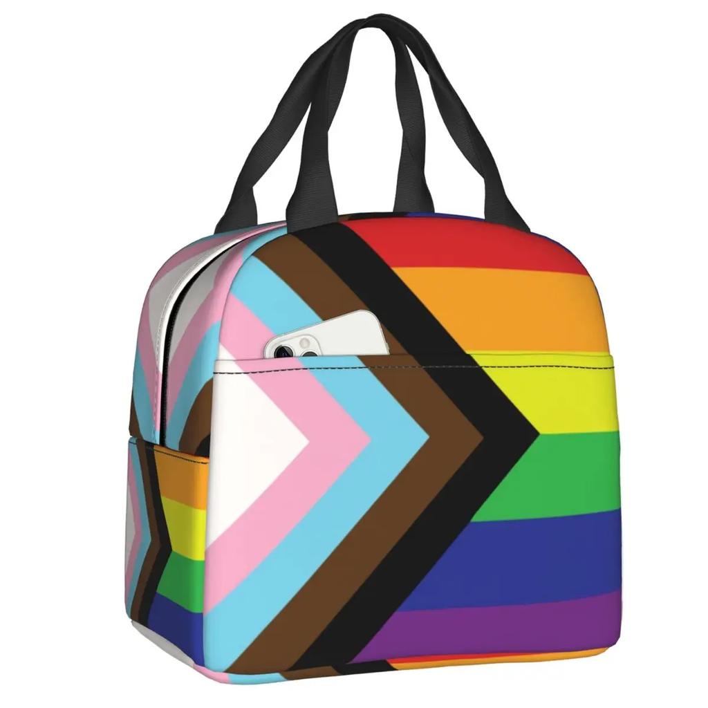 Gay Pride Flag Drip Design Insulated Lunch Bag Women Resuable LGBT Rainbow Lesbian Thermal Cooler Lunch Box Office Picnic Travel