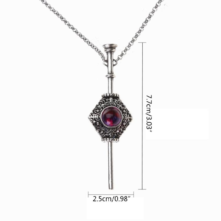 Retro Witch Necklace Dragon Breath Stone Pendant Chain with Blood Pack Charm
