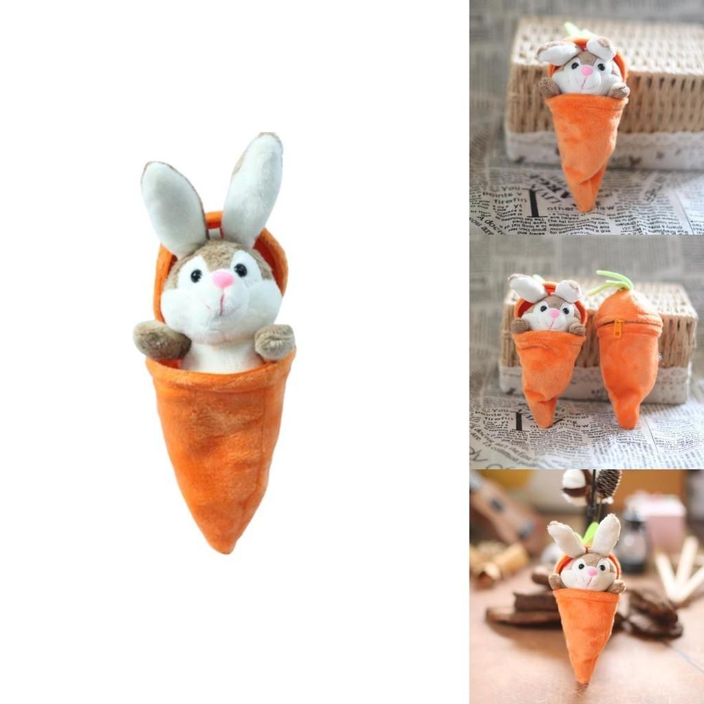 Cute Carrot Bunny Plush Toy Pendant For Bags And Keys, Soft Short Plush, 15cm Height