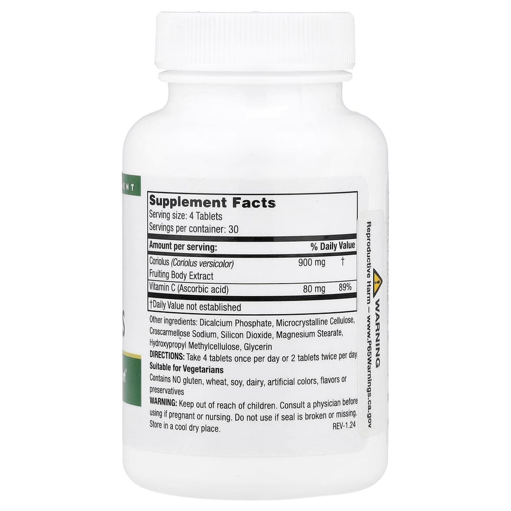 Mushroom Wisdom Super Coriolus Veggie Tablets, 120 Count