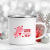 Love Heart Printed Camping Mug Valentine Party Juice Milk Cup Coffee Cups  Enamel Mugs Valentine's Day Gifts for Family Friends