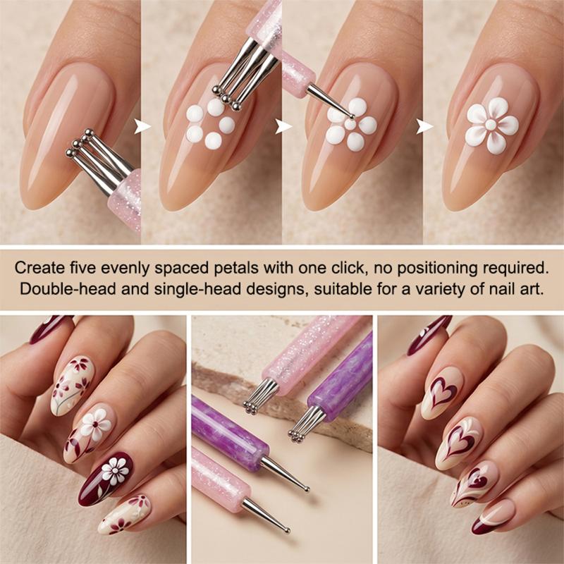 5 Petal Flower Nail Dotting Pen Stainless Steel Tip Perfect for DIY Manicure Design Ideas