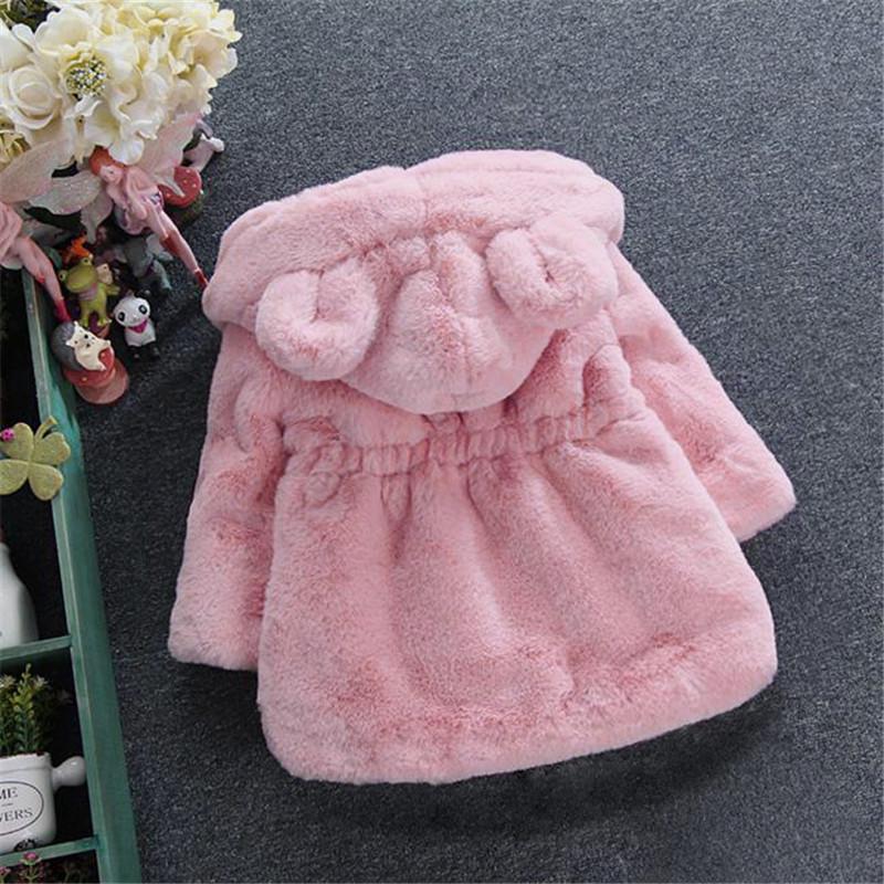Winter Baby Girls Clothes Faux Fur Coat Fleece Jacket Warm Snowsuit Hooded Parka Children's Outerwear Clothing