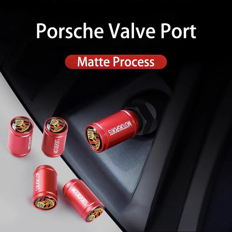 4Pcs Car Tire Valve Caps Aluminum Alloy Tire Dust proof For Porsche Cayenne Panamera Macan 911 718 Taycan Boxster Cayman 918