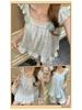 2026 Sweet Princess Style Women's Summer Pajama Set: Built-In Bra Jacquard Cloud Cotton Camisole