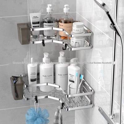 Stanzfreies Edelstahl Eck-Badezimmerregal - Wandmontierter Schmiedeeisen Toilettenartikel-Organizer