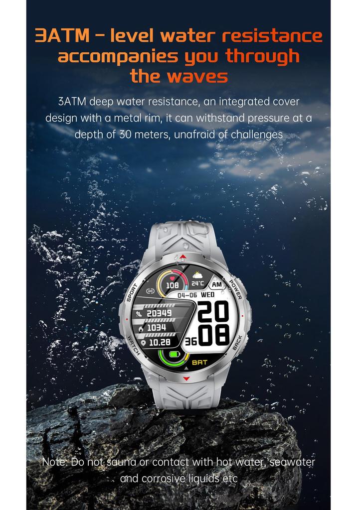 KT88 Smartwatch: HD Large Screen, Flashlight, Multi-Sport Tracking, Health Monitor, Waterproof