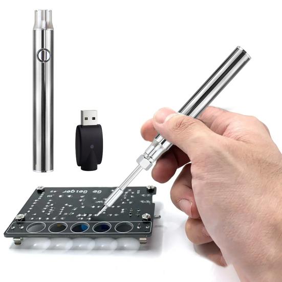 Thread Soldering Iron Kits 3 Gear Adjustable Voltages Stainless Steel Construction Welding Tool Kits with USB Adapter Fast Heating Portable Pen