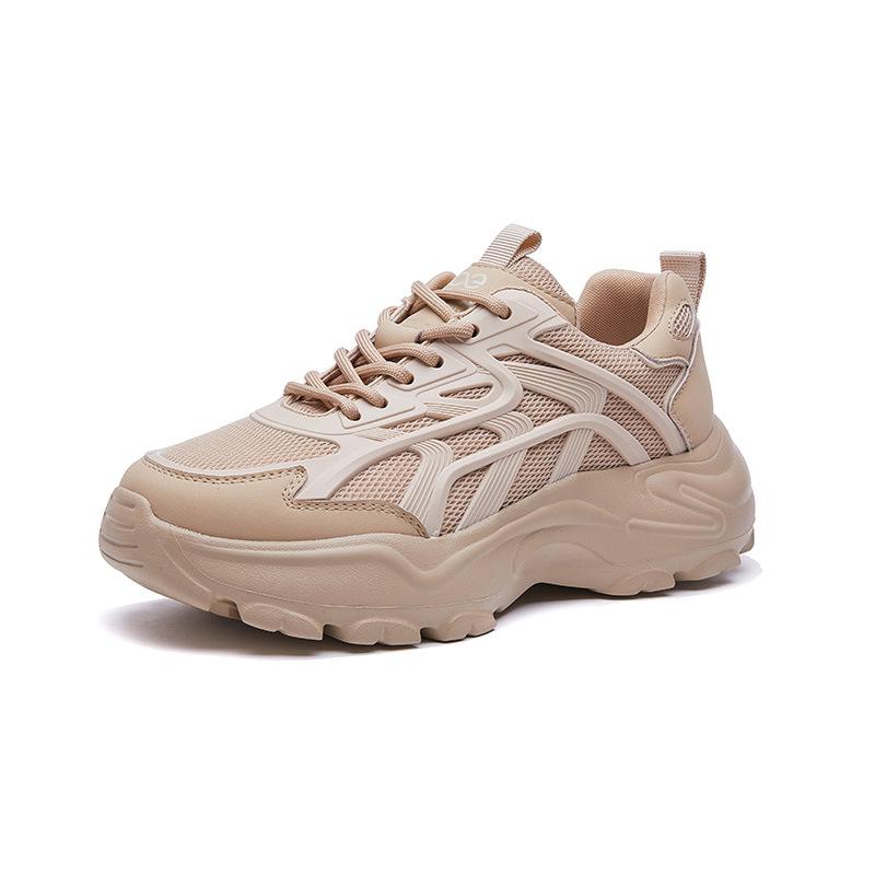 Four Seasons New Women's Outdoor Sports Fashion Thick-soled Mesh Breathable Lace-up Dad Shoes Casual Women's One 2025