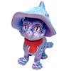 3D Printed Articulated Cat Wizard Hat Cat Ornament Wearing Red Scarf Big Eyes Cat Fidget Toy with Flexible Joints for Stress Relief Desktop Decoration