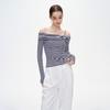 GIOVANNI VALENTINO Women's Striped Off-Shoulder T-Shirt