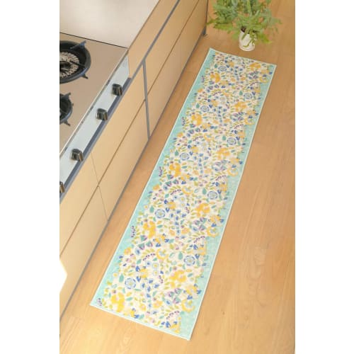 Kawashima Selkon Textiles MINTON Kitchen Mat, Garden Nature, Blue-Green, 50 x 150 cm, FT1230