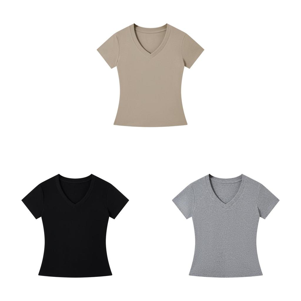 Casual White Cotton Blend Vneck Tshirt For Teen Girls Summer Wear