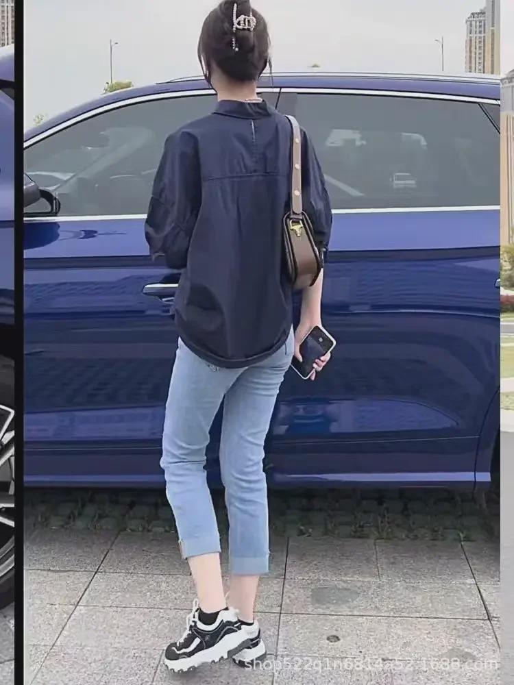 Sommerhemd für Damen im koreanischen Stil aus reiner Baumwolle - Neu, vielseitig, verjüngend und schickes Design