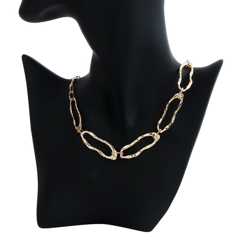 Minimalist Metal Irregular Hammer Pattern Adjustable for Women Fashion Gold Silver Color Oval Geometric Clavicle Chain Jewelry