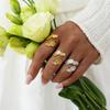 Stainless Steel Flower Rings for Women Men Vintage Five Petal Flower Opening Ring Summer Vacation Waterproof Jewelry Accessories