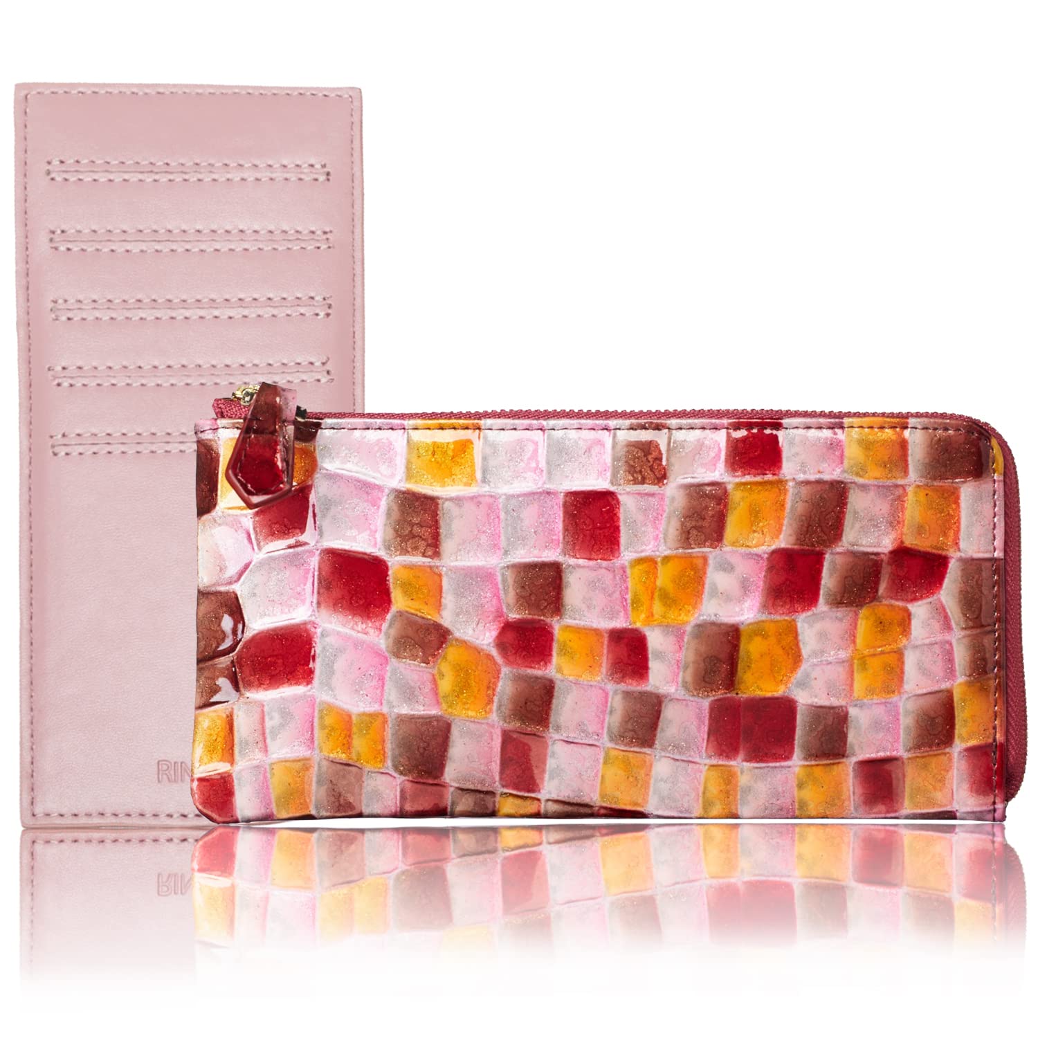 

Женский длинный кошелек Linle, большая вместимость, натуральная кожа, тонкий, узкий, удобный в использовании, фирменное название, включает картхолдер, L-образная молния, эмаль, витражный