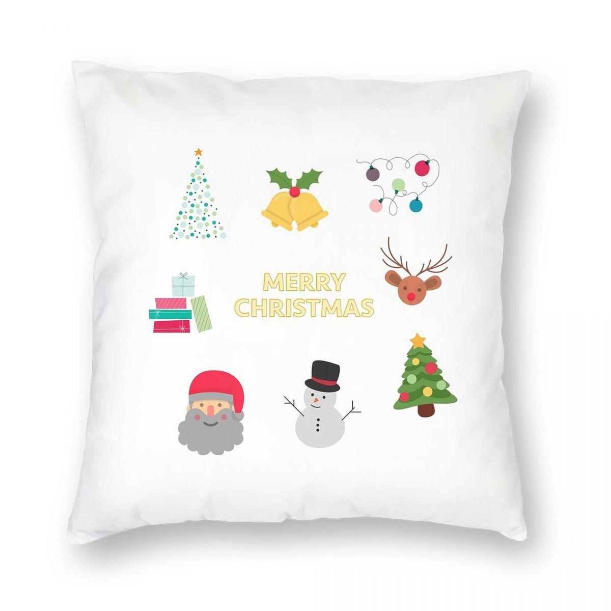 

Merry Christmas Snowflakes Square Pillowcase Pillow Cover Cushion Throw Pillow for Home Bedroom Car 12x12Inch