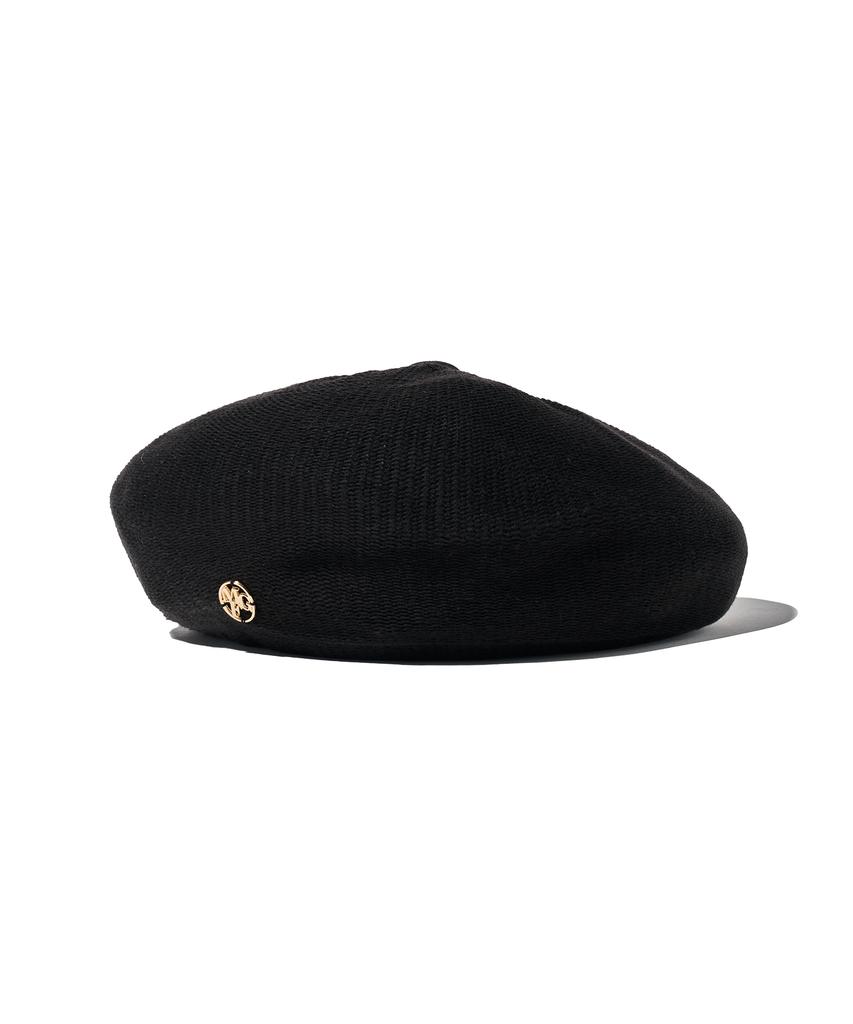 Malittepeulangsowajeobeo Metal Circle Logo Knit Beret Black
