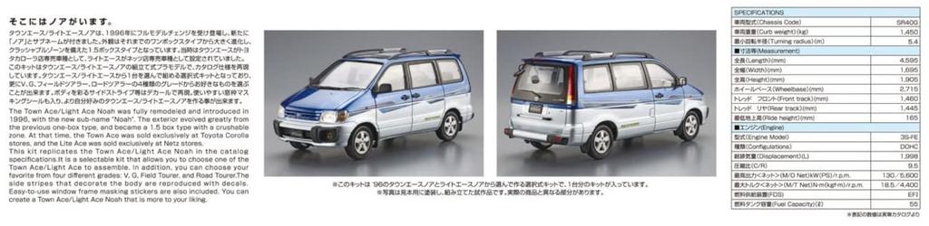 Aoshima Bunka Kyozai The Model Car Series 126 Toyota SR40G Town Ace Noah 1996 Plastic Model (AOSHIMA) 1/24 No. Ace/Lite