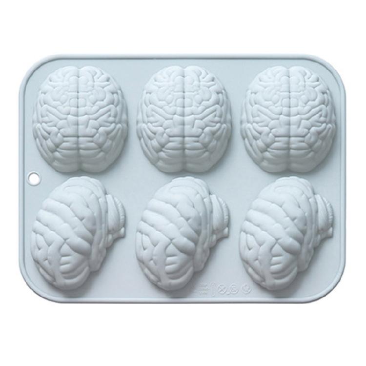 6-fach Gehirnform Silikonform Fondant Schokoladenform Mousse Fondant Eiswürfelform für Kuchen Dekoration Antihaft