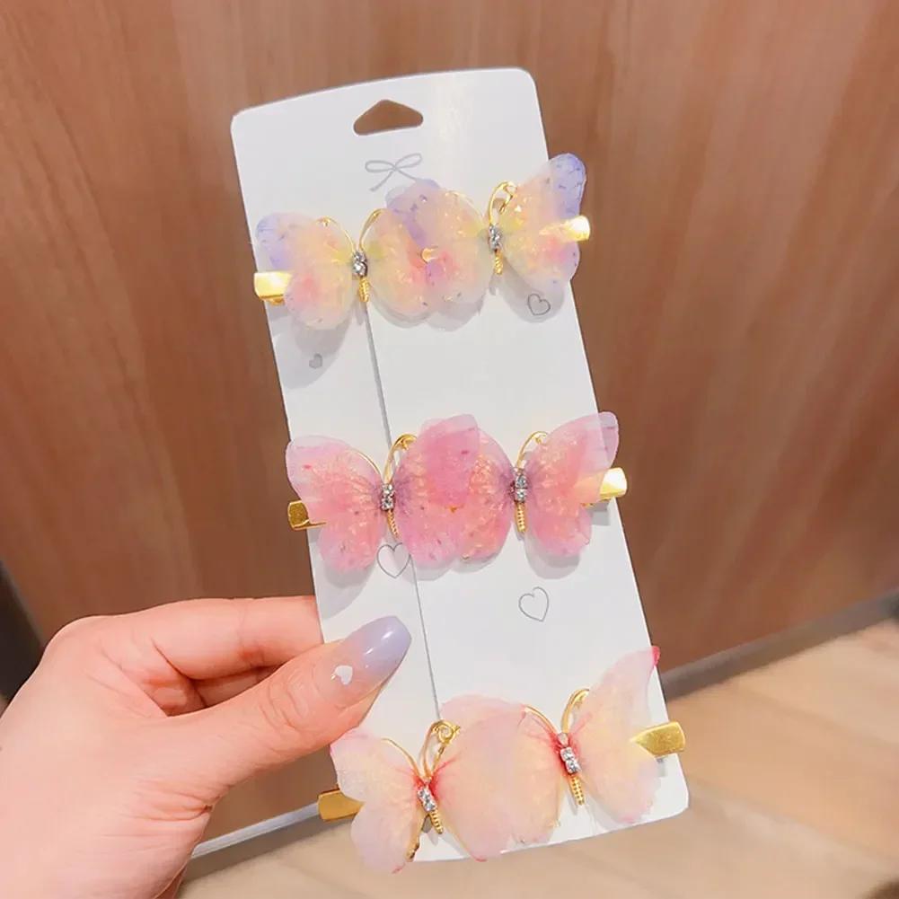 6pcs Set of Children's Butterfly Hair Clips Colorful Butterfly Hair Clips Sequin Hairpin Headwear Hair Accessories
