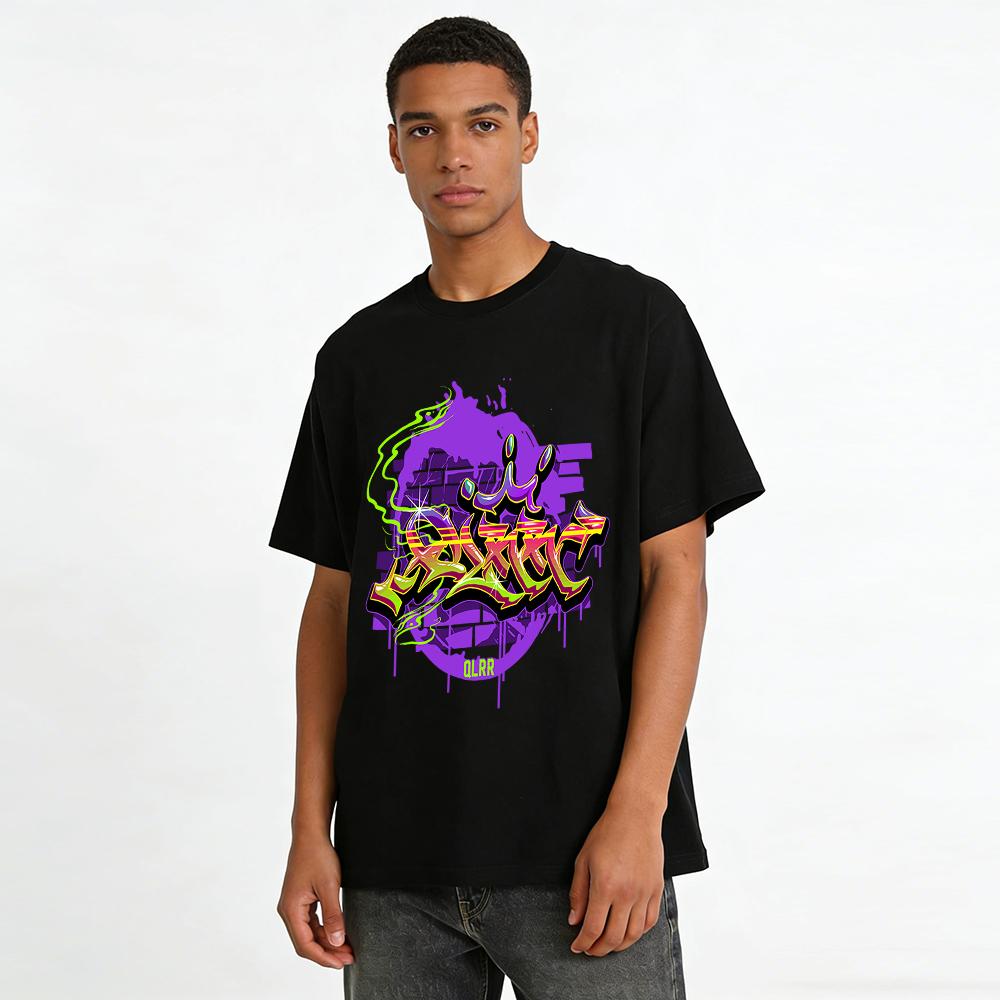 Street Graffiti Style Printed Trendy Casual Short Sleeve T-Shirt Pure Cotton T-shirt