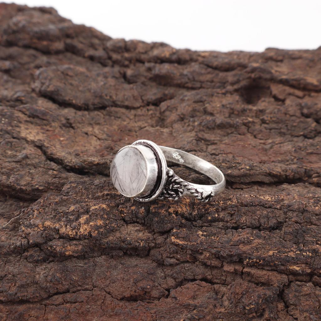 Black Rutile Gemstone Jewelry, 925 Solid Sterling Silver Ring, Beautiful Silver Ring, Handmade Jewelry For Wedding Gift