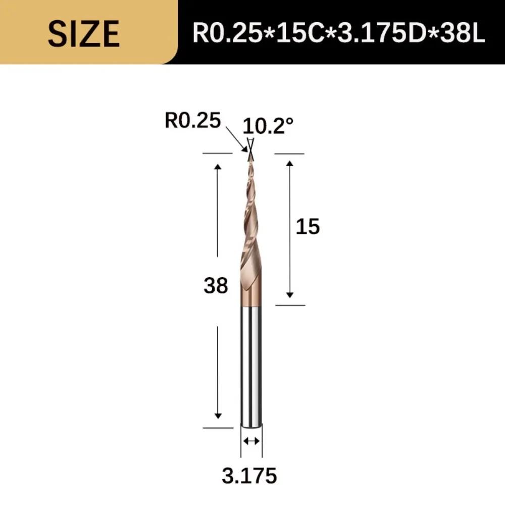 Durable Wood Milling Solid Carbide Tapered Ball Nose End Mill Tapered Ball Nose Spiral CNC Carving Bit Engraving Router Bits