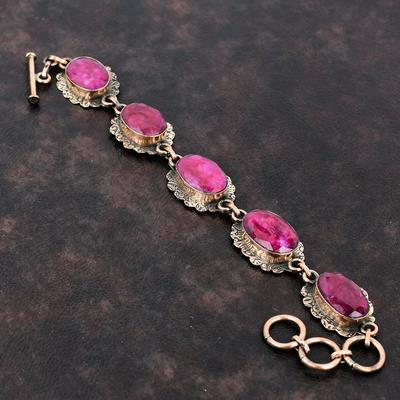 Faceted Kashmir Ruby Bracelet Copper Bracelet Adjustable Chain Bracelet Handmade Copper Jewelry Gemstone Bracelet Gift For Her Healing Stone
