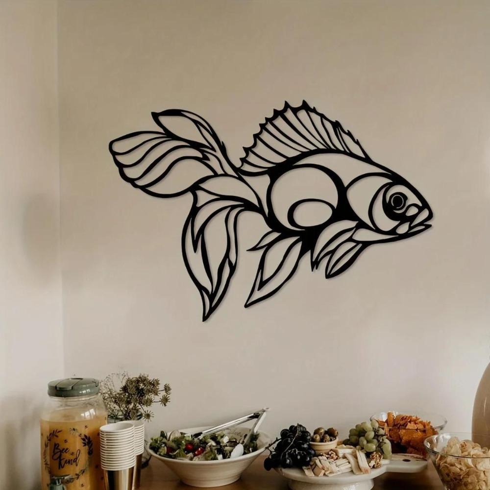 Hand Forged Metal Wall Sculpture Fish Art Decor
