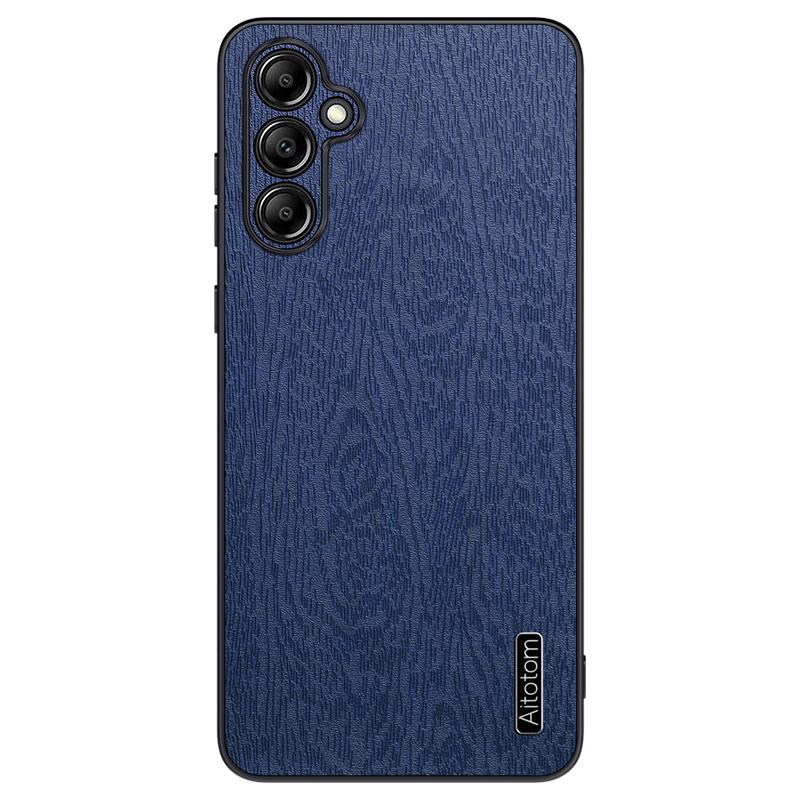 For Samsung Galaxy A15 5G Cellphone Case Wood Grain PC+TPU+PU Back Protector Cover