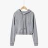 Women's Sweatshirt Fashion Cropped Hoodie Top Casual Short Solid Color Pullover