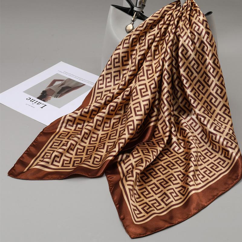 90 Square Scarves, Silk Scarves, Women's New Spring and Summer High-end Sense Versatile, Thin Scarves, Shawls Outside