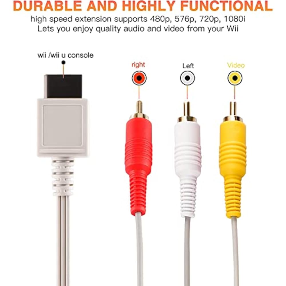 Wii/Wii U AV Cable AV Conversion Cable AV Composite Cable RCA Conversion Adapter Component Termin...