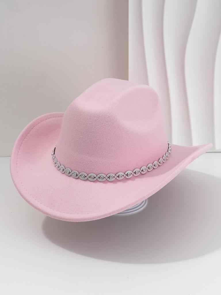 Men's and women's light luxury top hats Western style cowboy hats Unique eye point diamond belt Birthday party party hat
