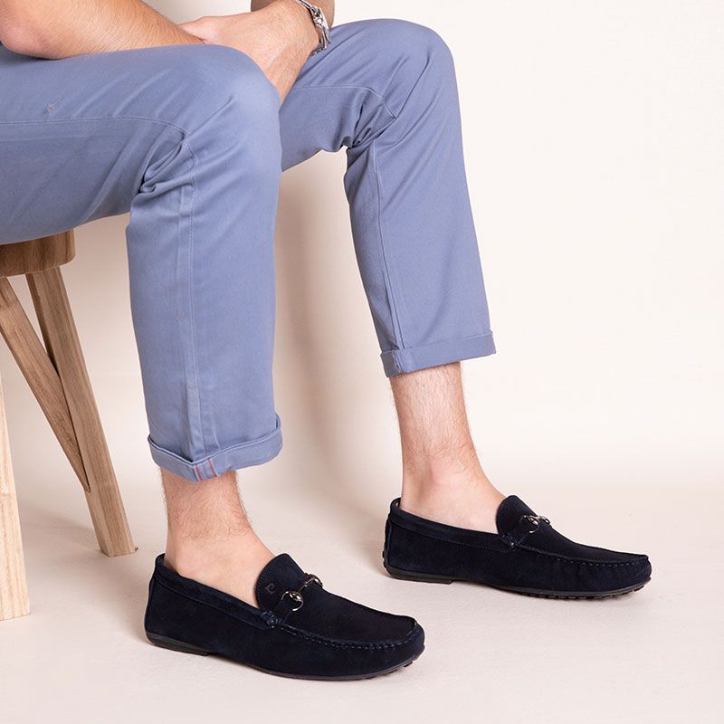 Suede Moccasins with Metal Detail Men PIERRE CARDIN