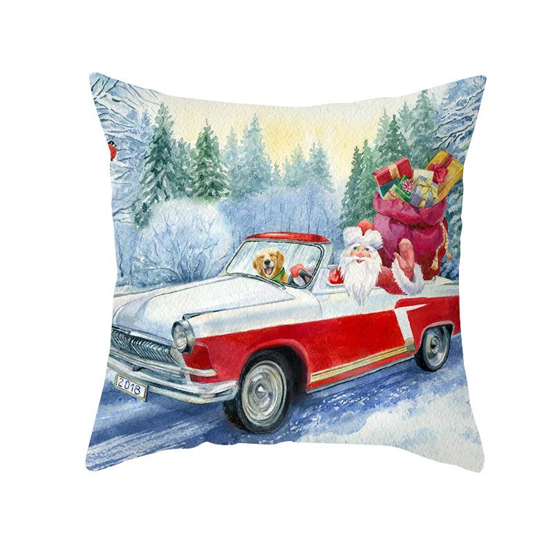 Nordic Print Cartoon Christmas Pillow Cover Colorful Santa Claus Office Pillow Cushion Cover Home