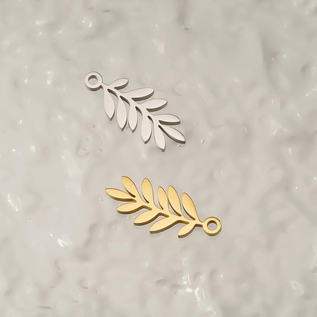 Spring Leaves Cross Pendant - Handmade Stainless Steel Jewelry for DIY Necklaces & Bracelets