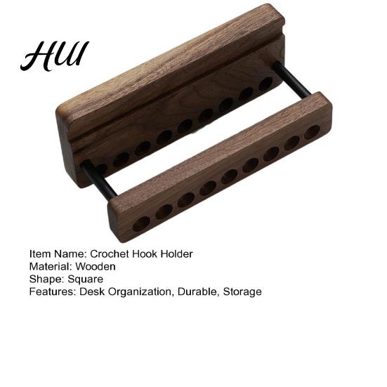 Stylish Hook Storage Wooden Crochet Holder 9 Holes Organizer for Tools Tabletop Needle Stand Knitting Crocheters Multi-functional Pen Home Office Tidy