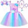 Vestido de Princesa Sereia para Meninas Flores Pastéis Festa de Aniversário Vestidos Tutu Fantasia Pequena Sereia de Halloween para Crianças Roupas