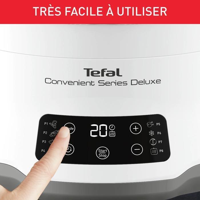 Le cuiseur à vapeur deluxe convenient series de tefal, écran tactile facile à utiliser, 8 programmes, cuisson à 3 niveaux