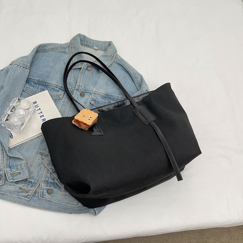 Большая вместительная холщовая сумка женская сумка через плечо сумка через плечо хаки — фото 10